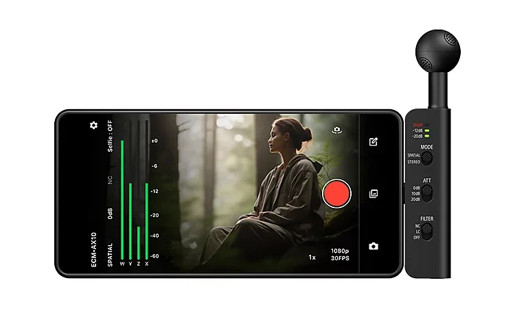 Mikrofon ECM-AX10 untuk Rekam Audio Spasial Menggunakan Smartphone