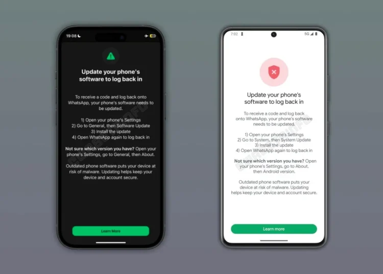 WhatsApp Akan Minta Pembaruan OS Sebelum Login